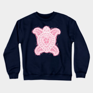 Pasifika Turtle - white on pink Crewneck Sweatshirt